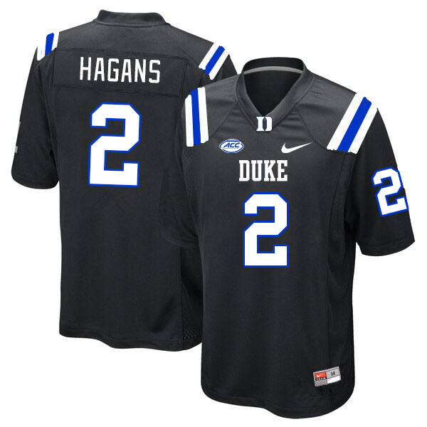 Men #2 Sahmir Hagans Duke Blue Devils College Football Jerseys Stitched Sale-Black